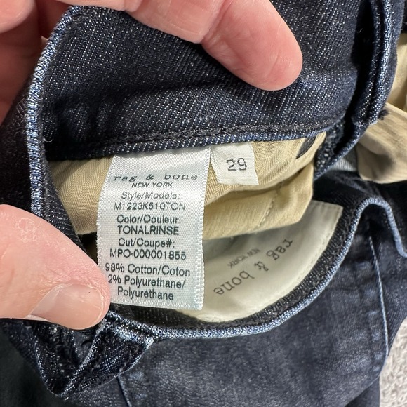 Rag & Bone Fit to Slim Jeans Mens 29x31 Dark Wash Tonal Rinse Straight - Picture 4 of 10